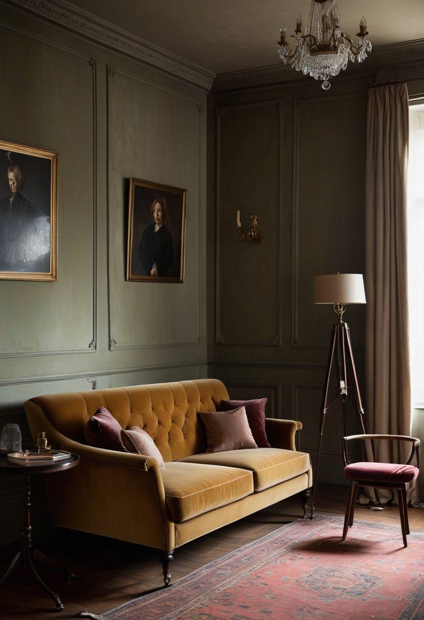 A mysterious dimly lit room with a slightly ajar door revealing shadows of intimate scenes within, suggesting the allure of private moments. A vintage camera on a tripod captures the essence of secrecy and curiosity, surrounded by soft, alluring lighting. Include subtle hints of film reels and a luxurious velvet sofa. Elegant and tasteful composition that conveys intrigue without explicitness. cinematic style. muted tones.